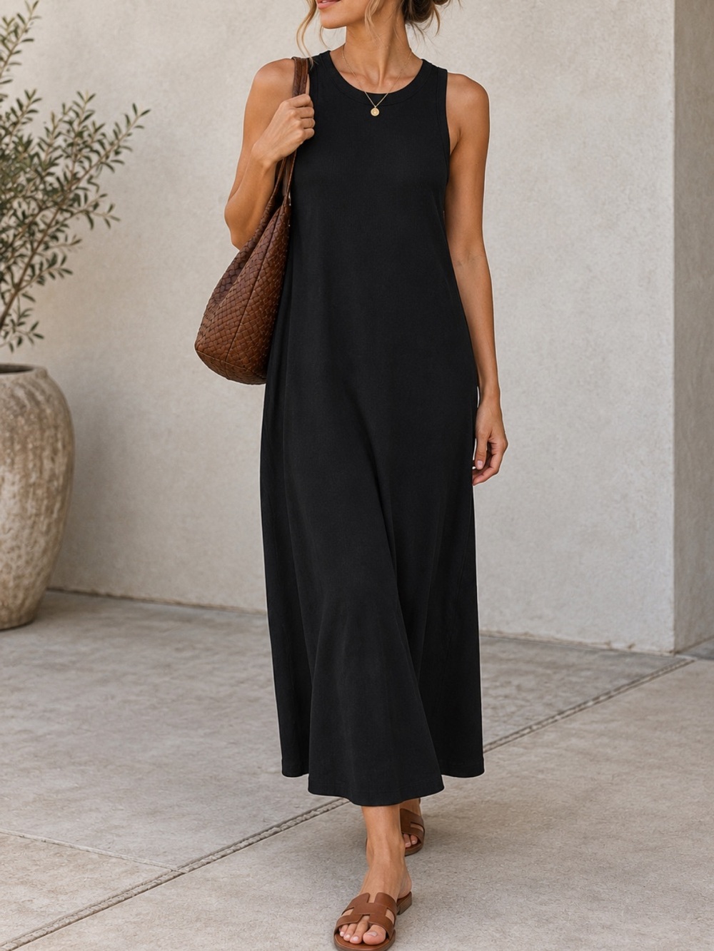 Only Black Sleeveless Cotton Maxi Dress